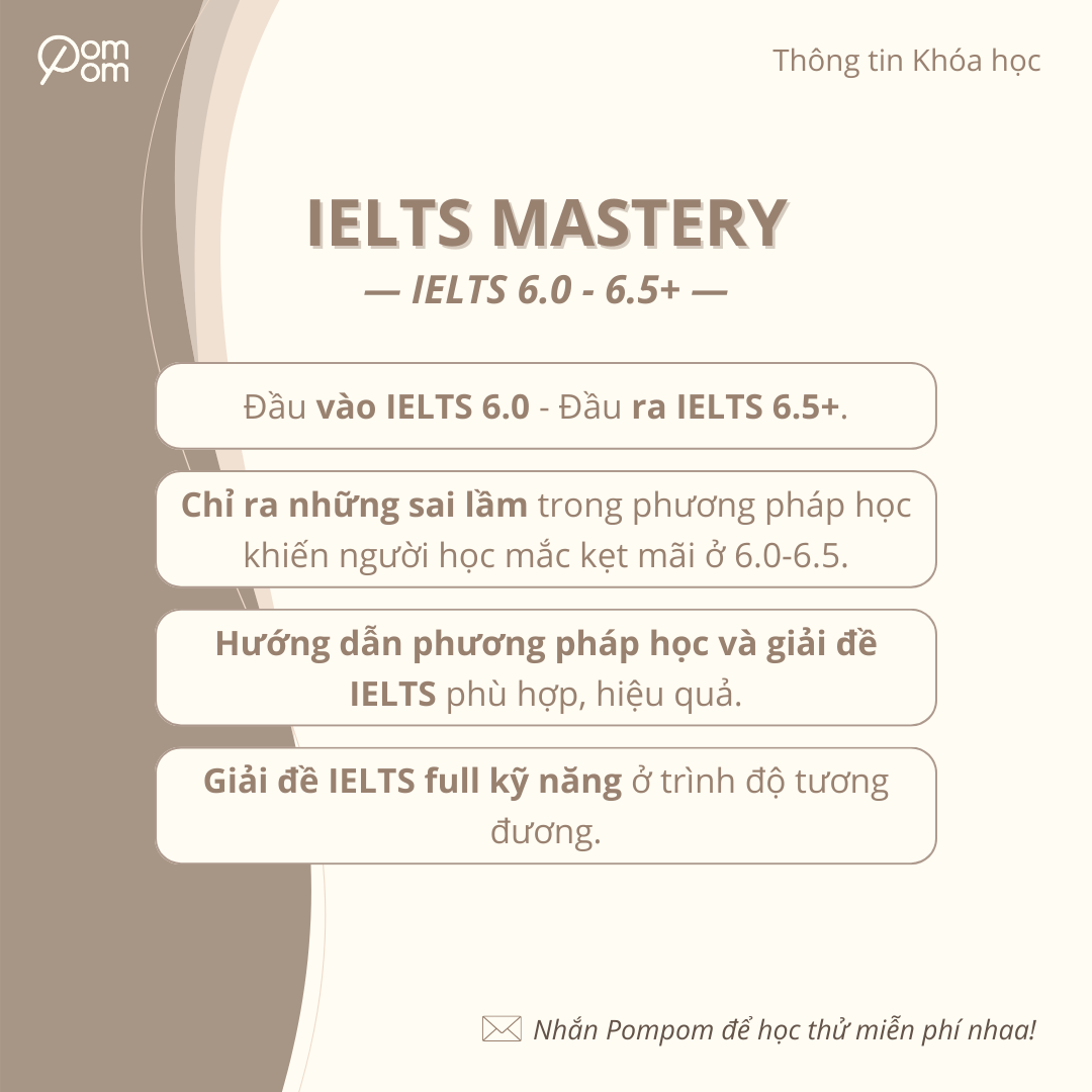 Lớp IELTS online Pompom English - IELTS Mastery